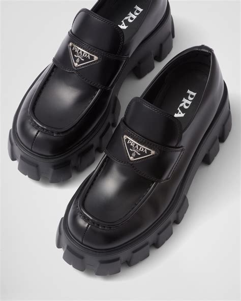 prada monolith brushed leather|prada monolith loafers.